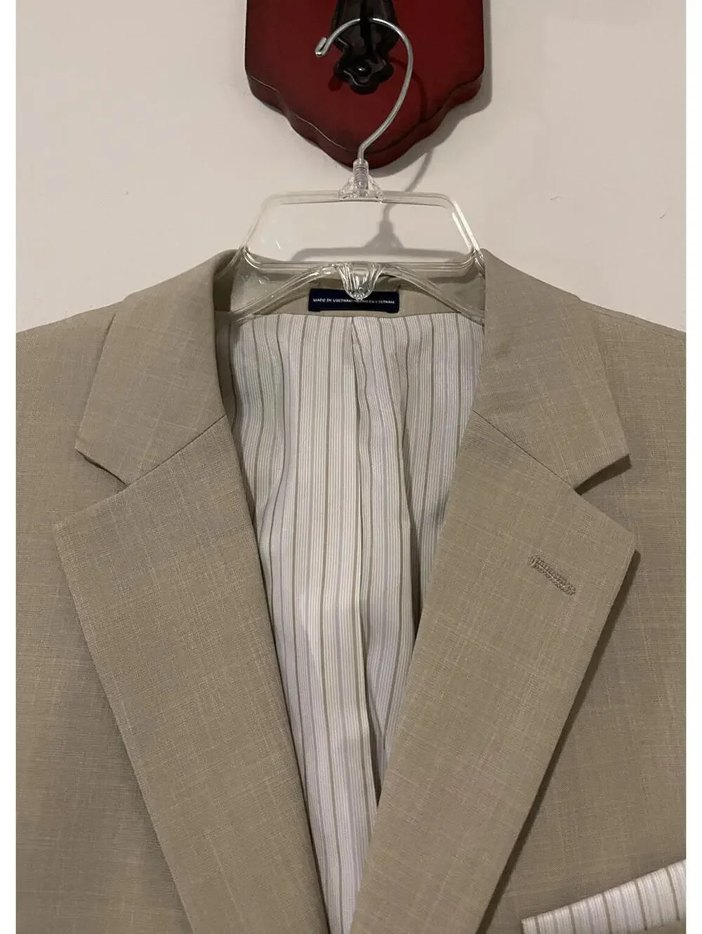 Stafford Mens 42R Beige Blazer Suit Jacket & 36x29 Classic-Fit Dress Pants AZZ10